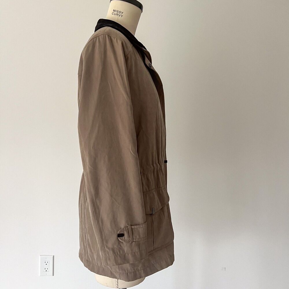 St. John's Bay Women's Small Lined Barn Coat Jacket Beige Khaki Brown Velvet - Picture 7 of 16